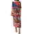 Kentucky Horses Racing Puletasi US Flag Grunge and Diamond Pattern Red Color