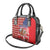 Kentucky Horses Racing Shoulder Handbag US Flag Grunge and Diamond Pattern Red Color