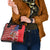 Kentucky Horses Racing Shoulder Handbag US Flag Grunge and Diamond Pattern Red Color