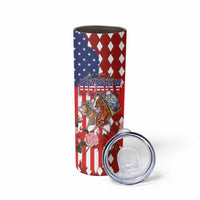 Kentucky Horses Racing Skinny Tumbler US Flag Grunge and Diamond Pattern Red Color