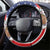 Kentucky Horses Racing Steering Wheel Cover US Flag Grunge and Diamond Pattern Red Color