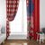 Kentucky Horses Racing Window Curtain US Flag Grunge and Diamond Pattern Red Color