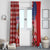 Kentucky Horses Racing Window Curtain US Flag Grunge and Diamond Pattern Red Color