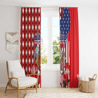 Kentucky Horses Racing Window Curtain US Flag Grunge and Diamond Pattern Red Color