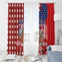 Kentucky Horses Racing Window Curtain US Flag Grunge and Diamond Pattern Red Color