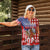 Kentucky Horses Racing Women Polo Shirt US Flag Grunge and Diamond Pattern Red Color