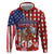 Kentucky Horses Racing Zip Hoodie US Flag Grunge and Diamond Pattern Red Color