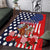 Kentucky Horses Racing Area Rug US Flag Grunge and Dot Pattern Blue Color