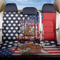 Kentucky Horses Racing Back Car Seat Cover US Flag Grunge and Dot Pattern Blue Color