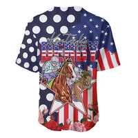 Kentucky Horses Racing Baseball Jersey US Flag Grunge and Dot Pattern Blue Color