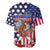 Kentucky Horses Racing Baseball Jersey US Flag Grunge and Dot Pattern Blue Color