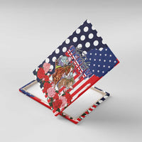 Kentucky Horses Racing Canvas Wall Art US Flag Grunge and Dot Pattern Blue Color