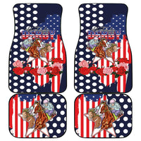 Kentucky Horses Racing Car Mats US Flag Grunge and Dot Pattern Blue Color