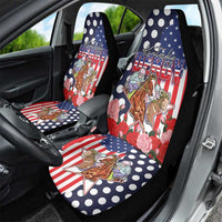 Kentucky Horses Racing Car Seat Cover US Flag Grunge and Dot Pattern Blue Color