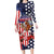 Kentucky Horses Racing Family Matching Long Sleeve Bodycon Dress and Hawaiian Shirt US Flag Grunge and Dot Pattern Blue Color