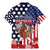 Kentucky Horses Racing Family Matching Mermaid Dress and Hawaiian Shirt US Flag Grunge and Dot Pattern Blue Color