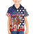 Kentucky Horses Racing Family Matching Off Shoulder Maxi Dress and Hawaiian Shirt US Flag Grunge and Dot Pattern Blue Color