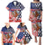 Kentucky Horses Racing Family Matching Puletasi and Hawaiian Shirt US Flag Grunge and Dot Pattern Blue Color