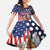 Kentucky Horses Racing Family Matching Summer Maxi Dress and Hawaiian Shirt US Flag Grunge and Dot Pattern Blue Color