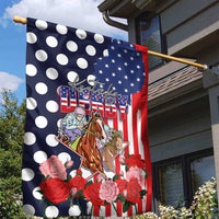 Kentucky Horses Racing Garden Flag US Flag Grunge and Dot Pattern Blue Color