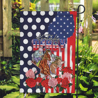 Kentucky Horses Racing Garden Flag US Flag Grunge and Dot Pattern Blue Color