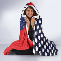 Kentucky Horses Racing Hooded Blanket US Flag Grunge and Dot Pattern Blue Color