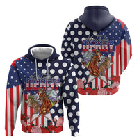 Kentucky Horses Racing Hoodie US Flag Grunge and Dot Pattern Blue Color