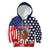 Kentucky Horses Racing Kid Hoodie US Flag Grunge and Dot Pattern Blue Color