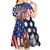 Kentucky Horses Racing Kid Short Sleeve Dress US Flag Grunge and Dot Pattern Blue Color