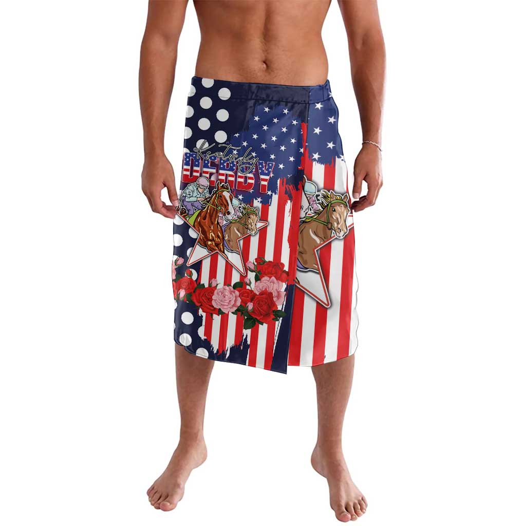 Kentucky Horses Racing Lavalava US Flag Grunge and Dot Pattern Blue Color