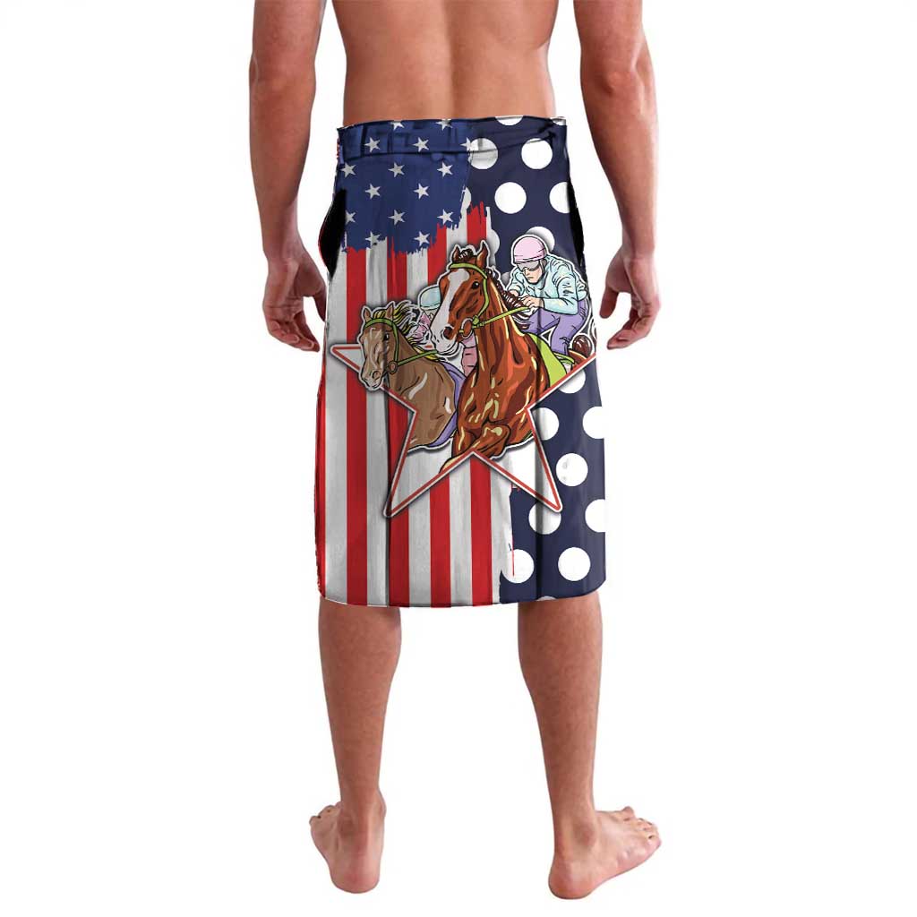 Kentucky Horses Racing Lavalava US Flag Grunge and Dot Pattern Blue Color