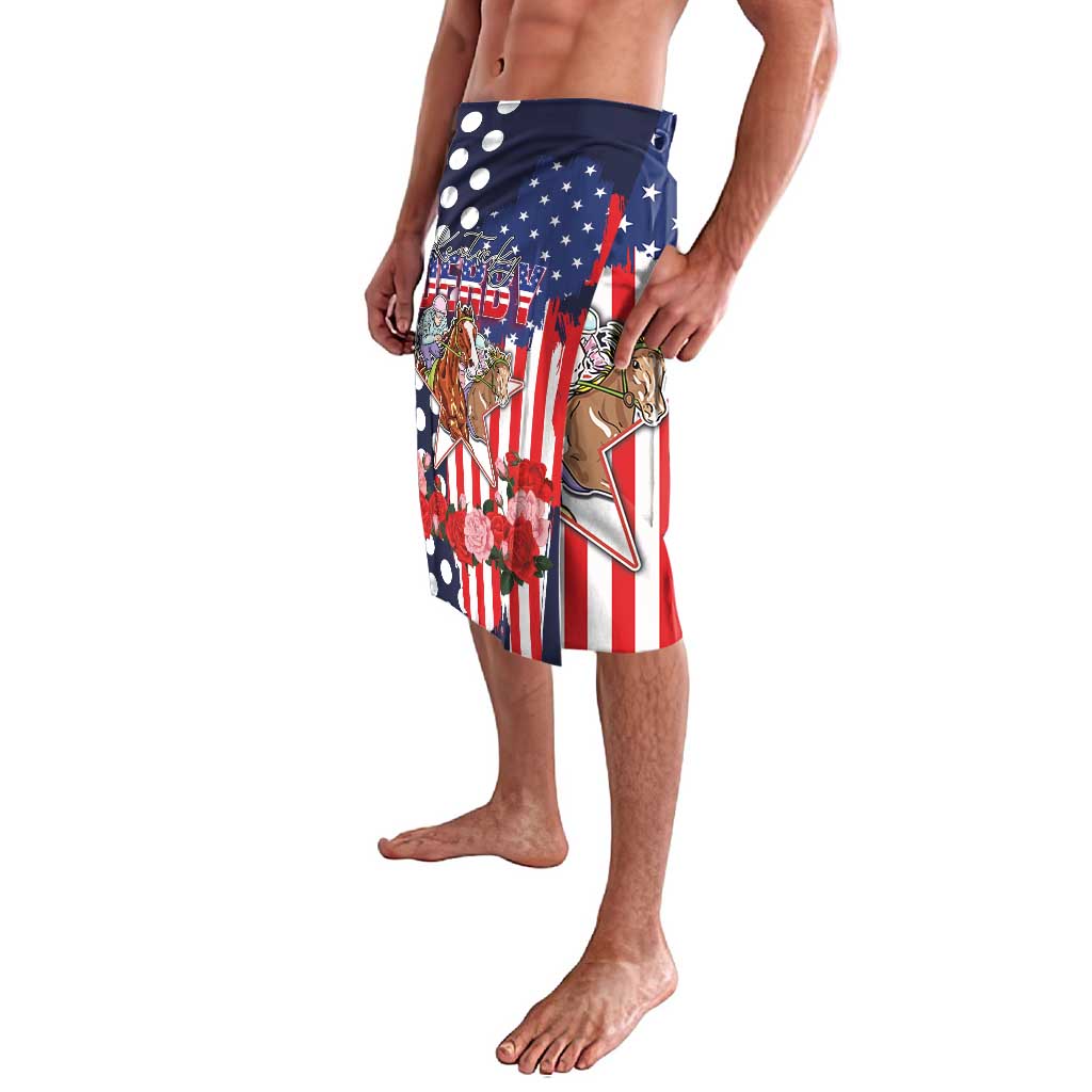 Kentucky Horses Racing Lavalava US Flag Grunge and Dot Pattern Blue Color