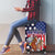 Kentucky Horses Racing Luggage Cover US Flag Grunge and Dot Pattern Blue Color