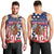 Kentucky Horses Racing Men Tank Top US Flag Grunge and Dot Pattern Blue Color