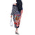 Kentucky Horses Racing Off The Shoulder Long Sleeve Dress US Flag Grunge and Dot Pattern Blue Color