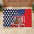 Kentucky Horses Racing Rubber Doormat US Flag Grunge and Dot Pattern Blue Color