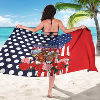 Kentucky Horses Racing Sarong US Flag Grunge and Dot Pattern Blue Color