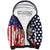 Kentucky Horses Racing Sherpa Hoodie US Flag Grunge and Dot Pattern Blue Color