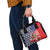 Kentucky Horses Racing Shoulder Handbag US Flag Grunge and Dot Pattern Blue Color