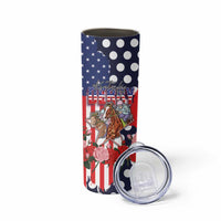 Kentucky Horses Racing Skinny Tumbler US Flag Grunge and Dot Pattern Blue Color