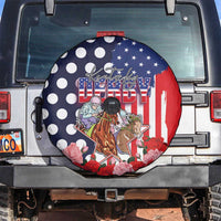 Kentucky Horses Racing Spare Tire Cover US Flag Grunge and Dot Pattern Blue Color