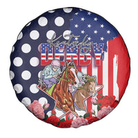 Kentucky Horses Racing Spare Tire Cover US Flag Grunge and Dot Pattern Blue Color