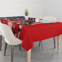 Kentucky Horses Racing Tablecloth US Flag Grunge and Dot Pattern Blue Color