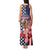 Kentucky Horses Racing Tank Maxi Dress US Flag Grunge and Dot Pattern Blue Color