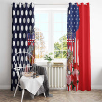 Kentucky Horses Racing Window Curtain US Flag Grunge and Dot Pattern Blue Color