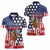Kentucky Horses Racing Women Polo Shirt US Flag Grunge and Dot Pattern Blue Color