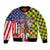 Kentucky Horses Racing Bomber Jacket US Flag Grunge and Check Pattern Green Color