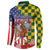 Kentucky Horses Racing Button Sweatshirt US Flag Grunge and Check Pattern Green Color