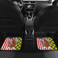 Kentucky Horses Racing Car Mats US Flag Grunge and Check Pattern Green Color