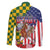 Kentucky Horses Racing Family Matching Off The Shoulder Long Sleeve Dress and Hawaiian Shirt US Flag Grunge and Check Pattern Green Color